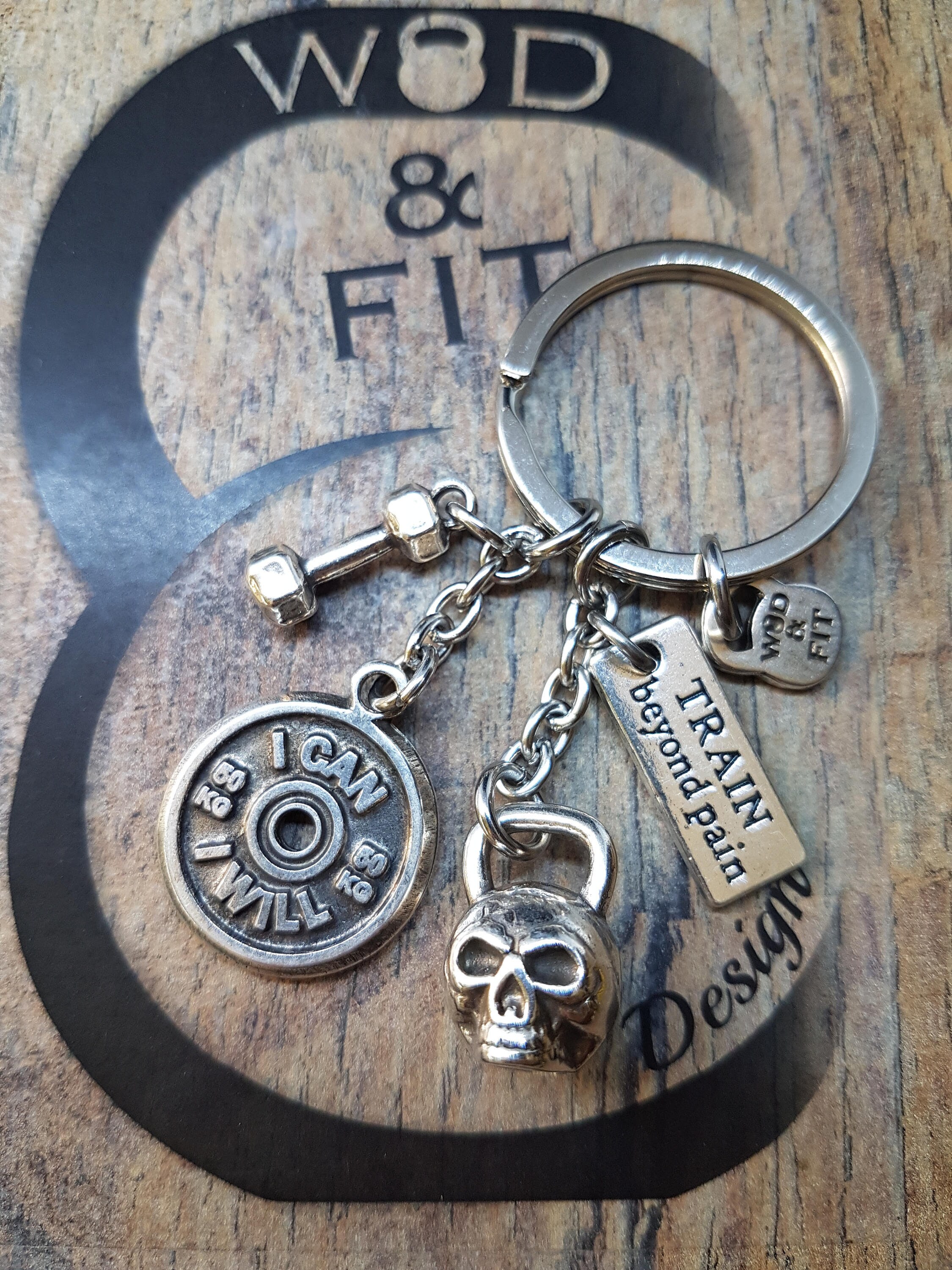 Keychain Fran Workout FitPlate & Skull Kettlebell Motivational,Dumbbell