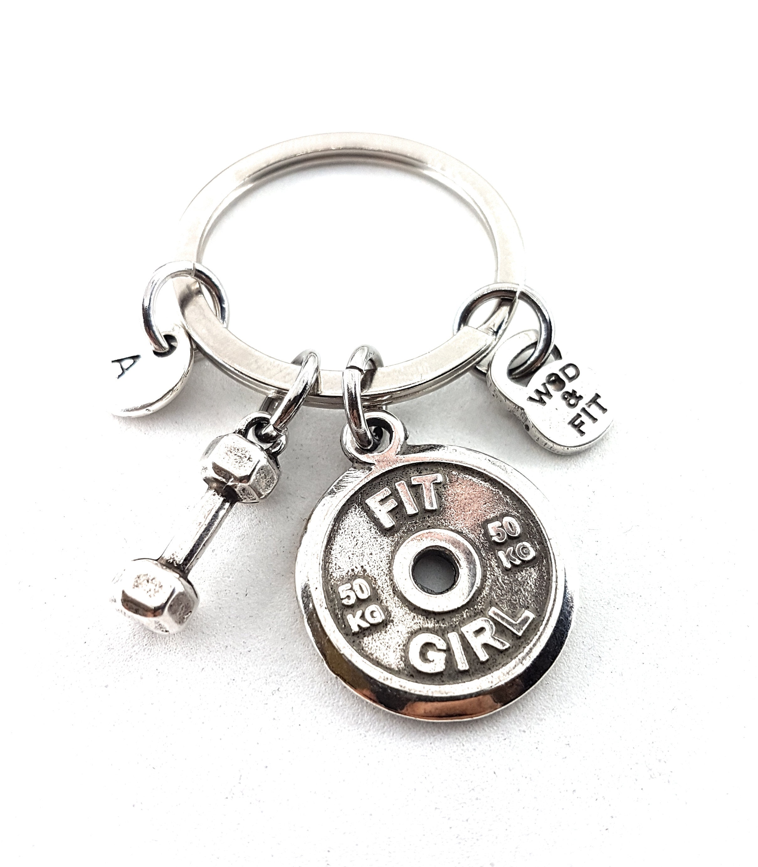 Keychain Push Jerk Workout Motivational Weight Plates 50kg,Dumbbell Hex