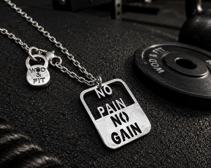 Gym Gift No Pain No Gain Necklace Motivation Custom Gifts · Bodybuilding Gift · Weight Lifting - Fitness Jewels · Coach Gift· Wod & Fit