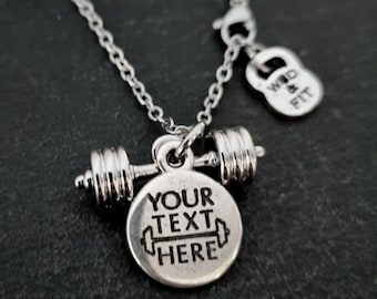 Gym Custom Necklace Barbell Motivation · Fitness Jewels · Gym Gift· Bodybuilding · Personalized Gift · Bff Gifts · Birthday Gift ·Wod & Fit