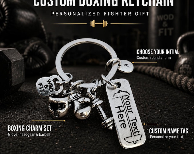 Personalized boxing coach gift keychain, custom thank you gift for trainer, instructor, fight coach or boxing mentor Wod & Fit