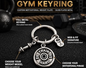 Motiverande gymnyckelring, fitnessnyckelring med viktskiva, personlig gympresent Ricky träningsmotivation med vikt - Wod & Fit