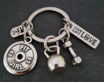Custom Keychain GYM Kettlebell Swings Workout ·  Fitness - Bodybuilding - Gym Motivation - Personal Trainer Gift- GYM Gifts -Sport·Wod & Fit