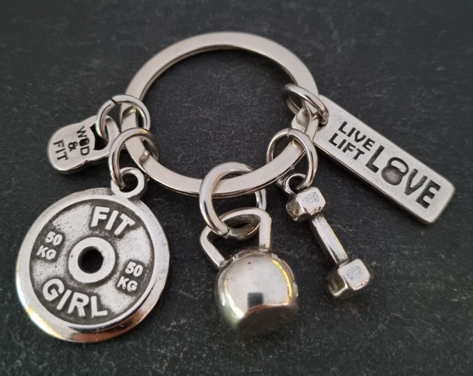 Custom Keychain GYM Kettlebell Swings Workout ·  Fitness - Bodybuilding - Gym Motivation - Personal Trainer Gift- GYM Gifts -Sport·Wod & Fit
