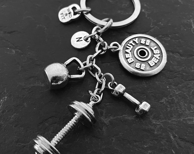 Gym Barbell Keychain Miagi Workout Gift · Fitness gifts · Gym Keychain · Weight Lifting · Boyfriend Gift · Custom Keychain · GYM · Wod & Fit