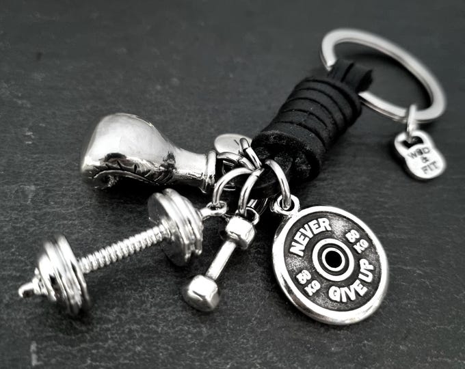 Boxing Glove Black Leather Keychain Motivation Gift Boxing Legend- Boxing jewels- Boxing Gifts- Kick boxing gifts - Gym Gift Sport-Wod & Fit