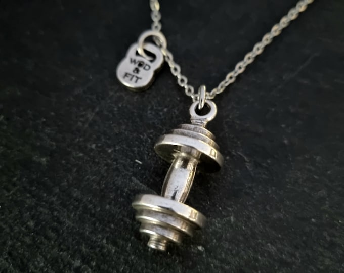 Gym Barbell Necklace Workout Gym Necklace · Weight lifting · Bodybuilding · Coach Gift · Boyfriend Gift · BFF Gifts · GYM Dad Gift Wod & Fit