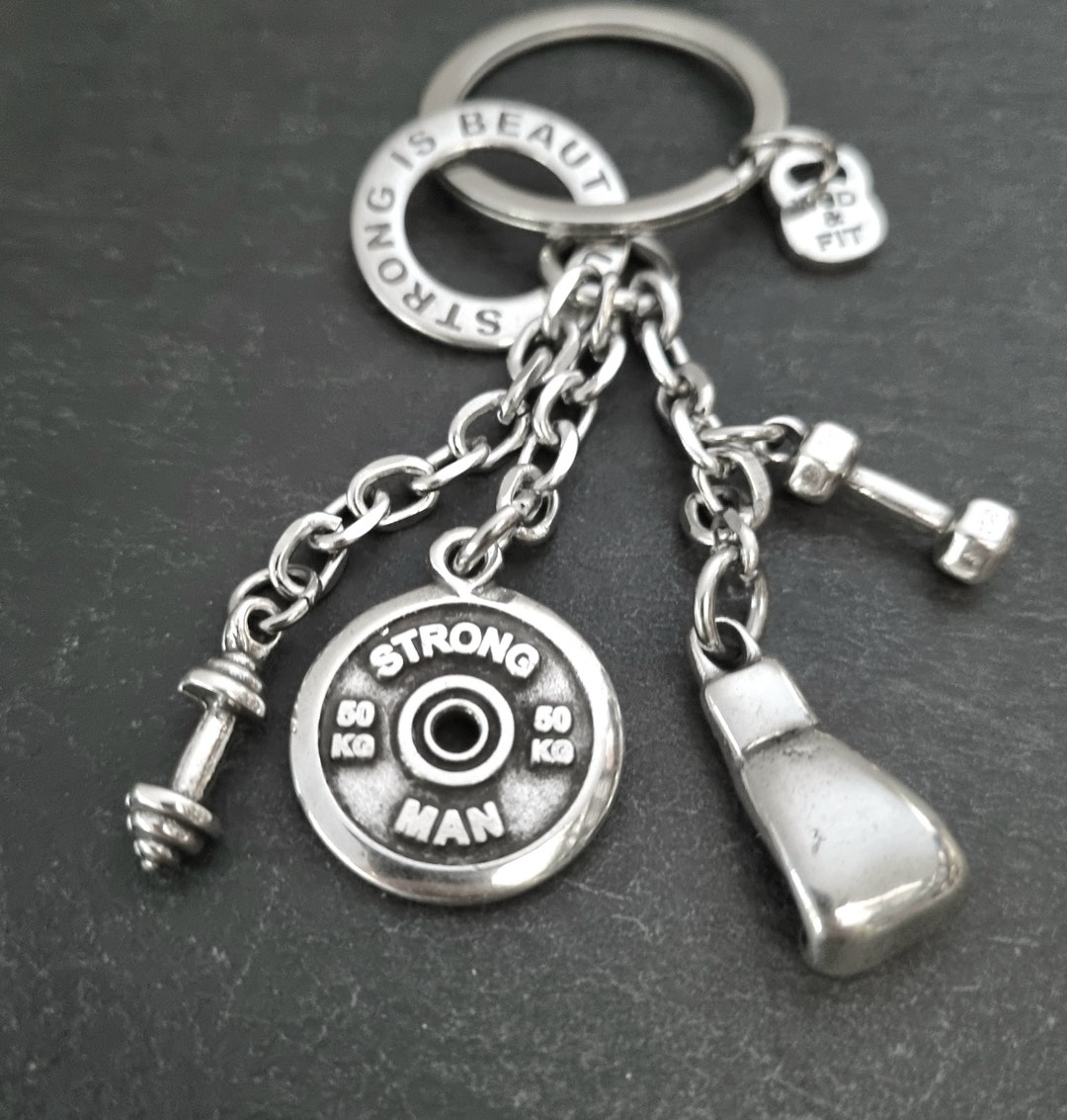 Custom Keyring Boxing Ring Motivation Weight Plate Boxing Gloves ...