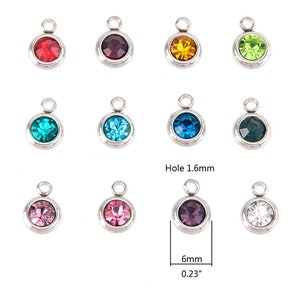 Birth Stone charm stainless steel for personalizing image 2