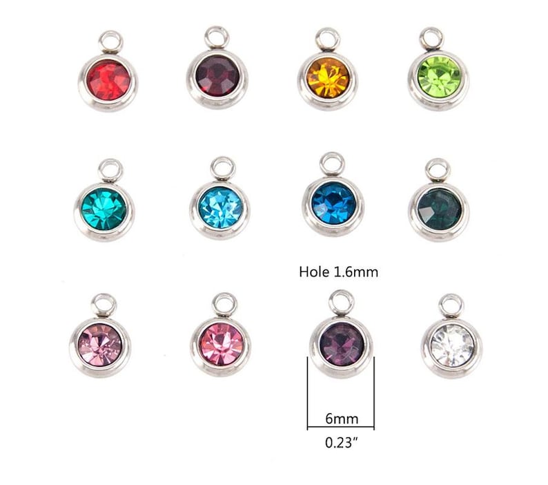 Birth Stone charm stainless steel for personalizing necklaces,bracelets,Living Locket,Rhinestone charms, birthstone charms,Pendants Jewelry image 2