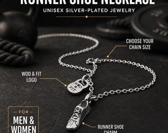 Runner Necklace with Running Shoe Charm, Running Gift for Marathon Runner, Fitness Jewelry for Her or Him by Wod  & Fit