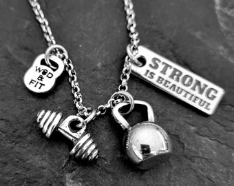 Gym Custom Necklace Kettlebell Motivation Whitten Workout · Engraved Necklace · Girlfriend Gift · Coach Gift · BFF Gifts · Fitness·Wod & Fit