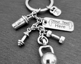 Gym Personalised Coffee Keychain · Gym Gift ·Custom Keychain - Coffee Lover -Bodybuilding jewelry - Fitness Gift · Gift for Mom · Wod & Fit