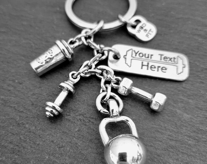 Gym Personalised Coffee Keychain · Gym Gift ·Custom Keychain - Coffee Lover -Bodybuilding jewelry - Fitness Gift · Gift for Mom · Wod & Fit