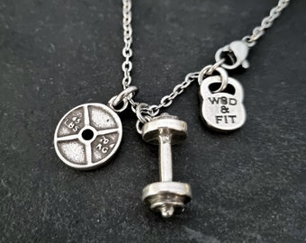 Gym Necklace Barbell Motivation Thruster Workout · Fitness Gifts · Boyfriend Gift · Gym Gifts · Bodybuilding · Fitness Jewels · Wod & Fit