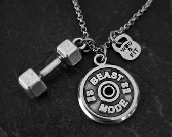 Gym Necklace Dumbbell BIG Weight Plate Santiago Workout Gifts · Motivation Gift · Gym Gifts · Bodybuilding · Fitness Gifts · Sport·Wod & Fit