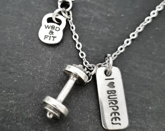 Gym Necklace Barbell Motivation Thruster Workout · Fitness Gifts · Boyfriend Gift · Gym Gifts · Bodybuilding · Fitness Jewels · Wod & Fit