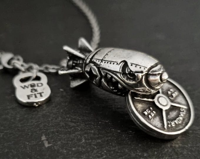 Gym Necklace Shark Bomb Weight · Gym Gifts · Girlfriend Gift · Bodybuilding · Funny Gift· Gym Shark · Boyfriend Gift· Dad Gift·Wod & Fit