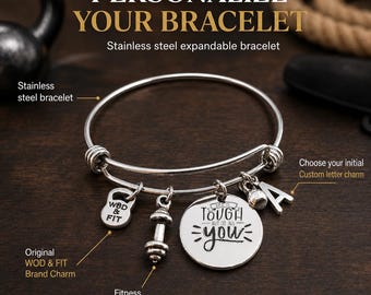 Woman Bracelet Life is Tough but so are you · Mom Gift · Sister Gift · Mom Life· Initial Bracelet ·Fitness Bracelet·Crosstraining·Wod &T Fit