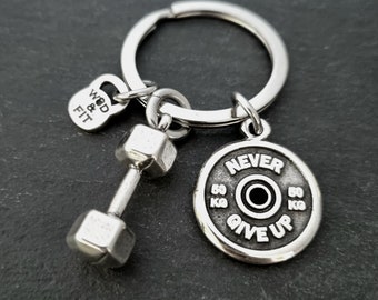 Gym Keyring Dumbbell Motivation Weigth Plate · Bodybuilding · Gifts for dad · Fitness Gift · Custom keychain · Best friend gift · Wod & Fit
