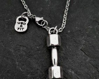 Dumbbell  Necklace · Gym Gift · Fitness Jewelry · Boyfriend Gift · BFF Gifts · Gym Necklace · Best coach Gift · Fitness Necklace · Wod & Fit