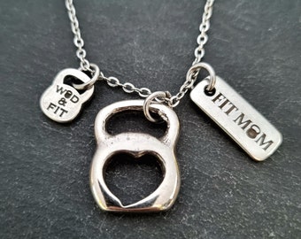 Fitness Girl Necklace Kettlebell Heart Personalized Gift · · Girlfriend Gift · Mom Gift ·  Wife Gift · Girlfriend Necklace · GYM · Wod & Fit