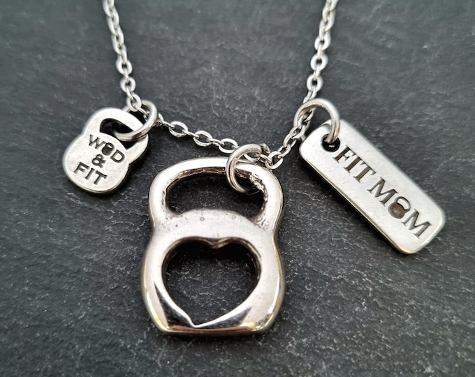 Fitness Girl Necklace Kettlebell Heart Personalized Gift · · Girlfriend Gift · Mom Gift ·  Wife Gift · Girlfriend Necklace · GYM · Wod & Fit