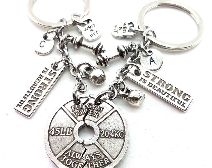 Couple Gift Gym Keichain Gym Gifts Weight Plate Always Together Strong is Beautiful · Girlfriend Gift ·Wife Gift · Boyfriend Gift· Wod & Fit