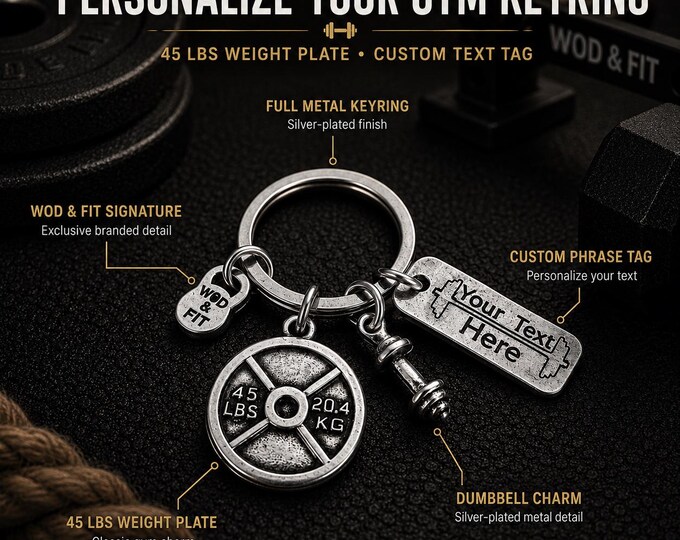 Gym Weight Plate Keychain, Motivation Dumbbell Keyring, Personalized Fitness Gift for Gym Lover - Personalized Gym Gift · Wod & Fit
