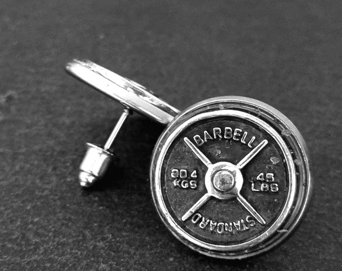 Gym Earrings Weight Plate Barbell Standard 45lbs  -Workout gifts - Gym Earring -Weight lifting -handmade earrings · Fitness Gifts ·Wod & Fit