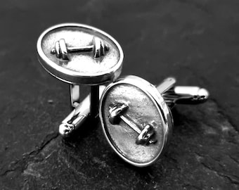 Gym Cufflinks Barbell · Workout Gifts · Bodybuilding - Boyfriend Gift · Wedding gift · Sport Cufflinks · Weight lifting Cuff links Wod & Fit