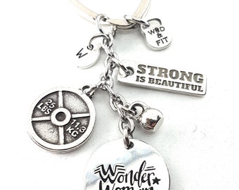 Stay Strong and Stylish with Wonder Woman Fitness Keychain – Perfect Gift for Fit Friends- Gift for Fitness Fanatics -Fitness gift Wod & Fit