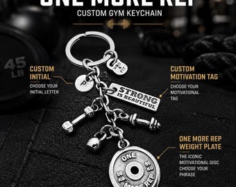 One More Rep gym keychain, motivational fitness gift for gym lovers, lifters, athletes, coaches, trainers or workout fans · Wod & Fit