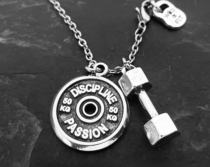 Gym Necklace Dumbbell Medium Weight Plate Santiago Workout Gifts · Motivation Gift · Gym Gifts · Bodybuilding · Fitness Gifts · Wod & Fit