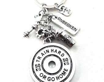 Gym Keychain Train Hard or Go Home Coffee Iron Tire · Custom Gifts · Fitness Gift · Best friend Gift · Weight lifter · Dad Gift · Wod & Fit