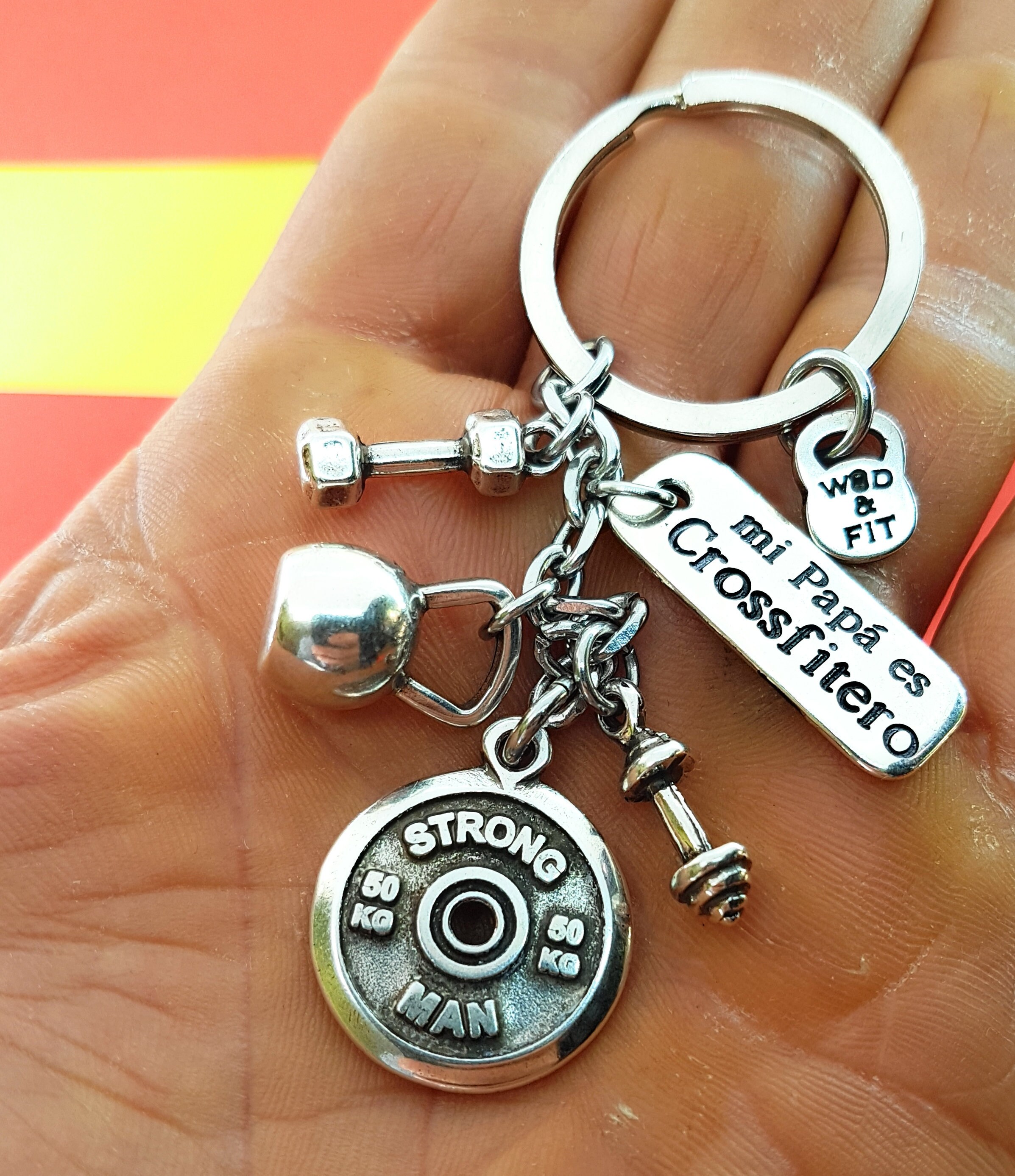 Custom Gym Keychain Spanish Motivational Word Name Gift Custom