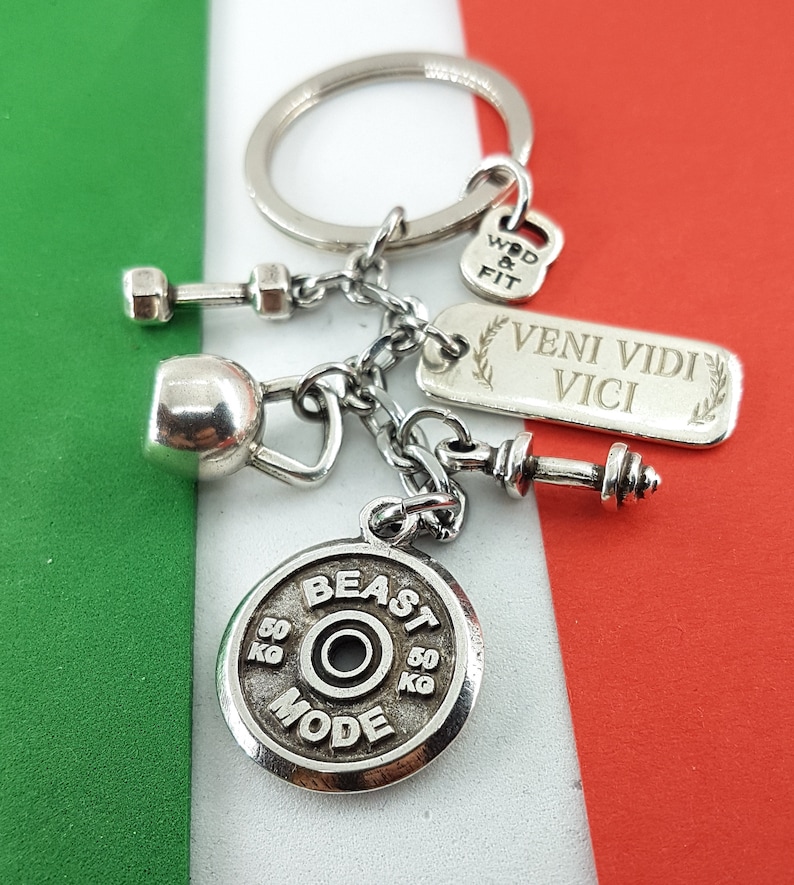 Keychain Italian Show Workout Motivational FitPlate,Kettlebell,Dumbbell.Fitness,Gym Gift,Bodybuilding,Custom Jewels,Crossfit,Wod and Fit