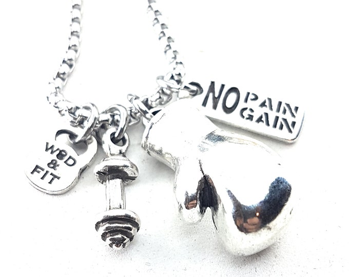 Boxing Glove Necklace - Motivation Gift - Workout Gifts - Name Necklace - Boxing Necklace - MMA Necklace- Ufc Gift - Sports -WOD & FIT