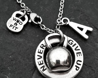 Gym Custom Necklace Kettlebell Fitness Gift · Workout gifts· Name Necklace ·Gym Gifts· Bodybuilding ·Personalized Gift·BFF Gifts · Wod & Fit