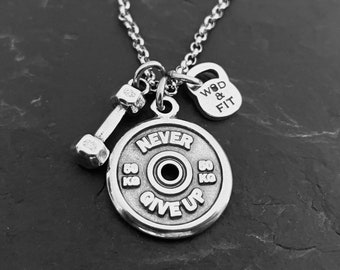 Gym Necklace Motivation Weight Plate · Custom Necklace · Gym Gift · Weightlifting Gift · Bodybuilding Gift · Workout Necklace · Wod & Fit