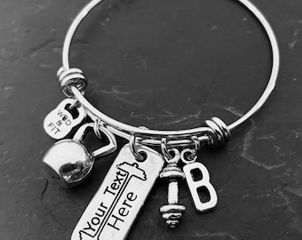 Gym Bracelet Betty with Your Motivation · Initial Bracelet · Fitness gifts · Girlfriend Gift · engraved bracelet · Name Bracelet · Wod & Fit