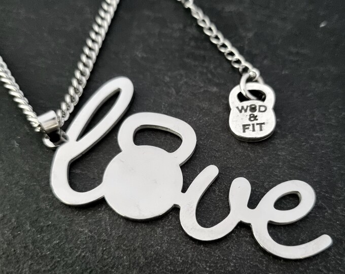 Gym Necklace LOVE Kettlebell Workout Gifts · Fitness Necklace · Coach Gift · Gym Jewels · Bodybuilding · Crosstraining · Bff Gifts·Wod & Fit