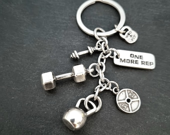 Gym Keychain Rich Personalised gift · Dumbbell Keychain · Coach gifts· Boyfriend Gift · Fitness Gift · Custom Keychain· Name Gift ·Wod & Fit