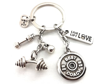 Custom Keychain Gym Personalized Gift · Bff Gifts · Coach Gift · Boyfriend Gift · Weight Lifting · Crosstraining ·Personal Trainer·Wod & Fit