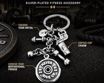 Gym keychain with weight plate and coffee for best friends, BFF fitness gift for workout partner, gym buddy or coffee lover ·  Wod & Fit