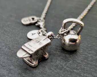 Anvil Necklace Weight Initial · Anvil Pendant · Forged in the Fire · GYM Gift· BoyFriend Gift· Gift for Dad · Strenght Jewelry· Wod & Fit