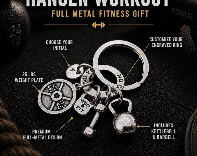 Custom Workout Gym Keychain, Kettlebell Fitness Hansen Keyring, Personalized Motivation Gift for Gym Lover . Fitness Girl Gift · Wod & Fit