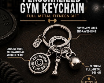 GYM Keychain AMRAP Dumbbell Custom Gift Kettlebell - Fitness - Bodybuilding - Gym Motivation - Personal Trainer Gift- GYM Gifts - Wod & Fit