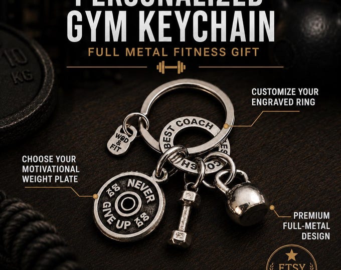 GYM Keychain AMRAP Dumbbell Custom Gift Kettlebell - Fitness - Bodybuilding - Gym Motivation - Personal Trainer Gift- GYM Gifts - Wod & Fit