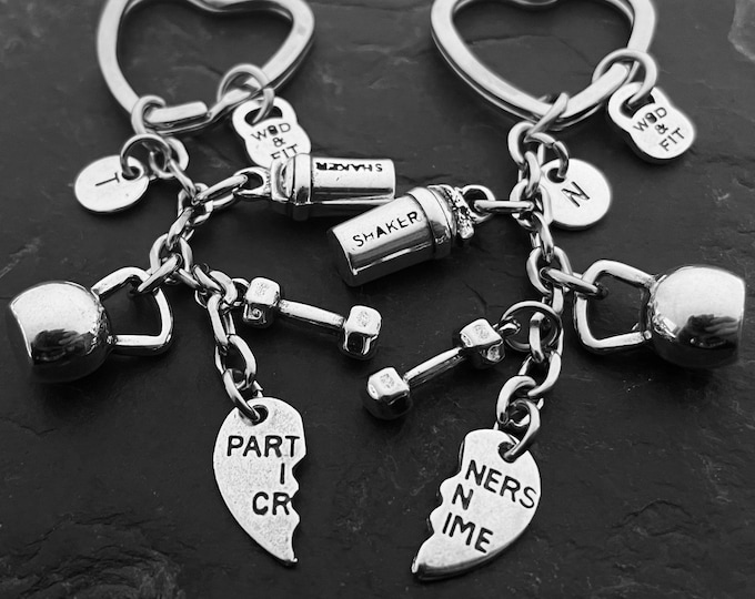 Gym Keychain Set 2 Partners in Crime Shaker Keychain -Fitness Jewels · Crosstraining Gift · Gym Gifts -Couple Gifts ·BFF Gifts · Wod & Fit